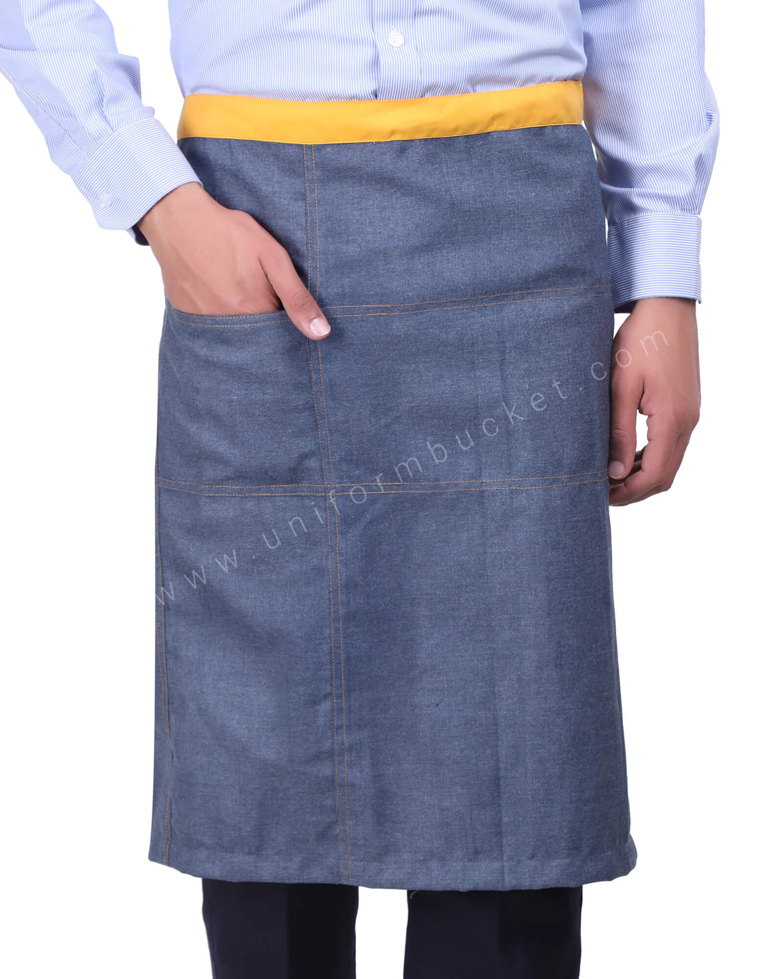 Yellow Belted Denim Apron