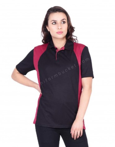 Buy Black & Maroon Dry Fit Polo T shirt For Female Online @ Best Prices ...