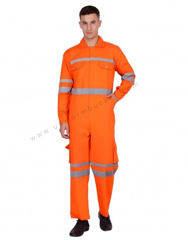 Buy High Visibility Orange Overall With Functional Pockets Unisex